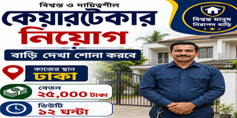 গুলশানে ১ জন সিকুরিটি গার্ড দরকার পরিবার নিয়ে থাকতে পারবেন বাড়ীর মালিক সিঙ্গাপুর থাকে